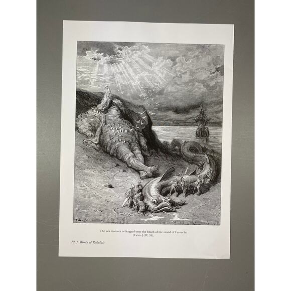 Gustave Dore, Don Quixote, Works of Rabelais, Illustration, Print~ 240707-WH 292 - Picture 4 of 4